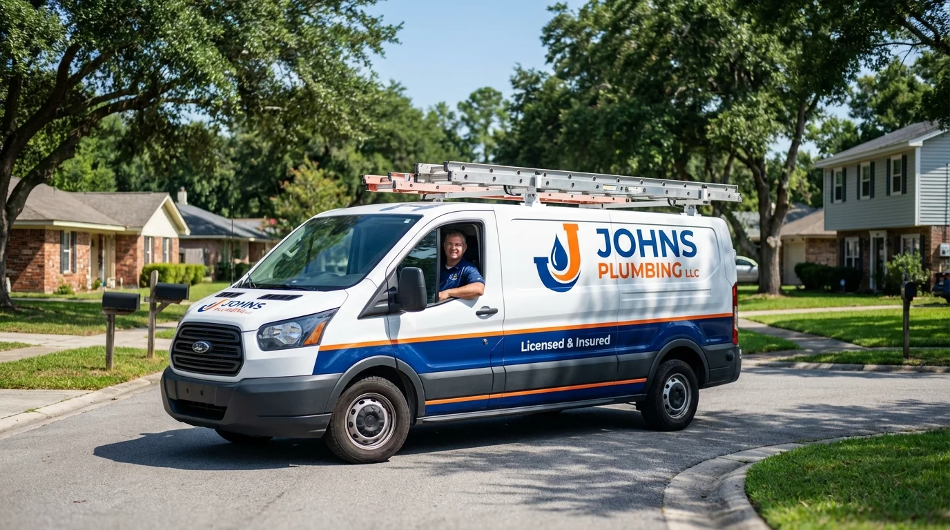 Johns Plumbing LLC service van in Harveys Lake, PA