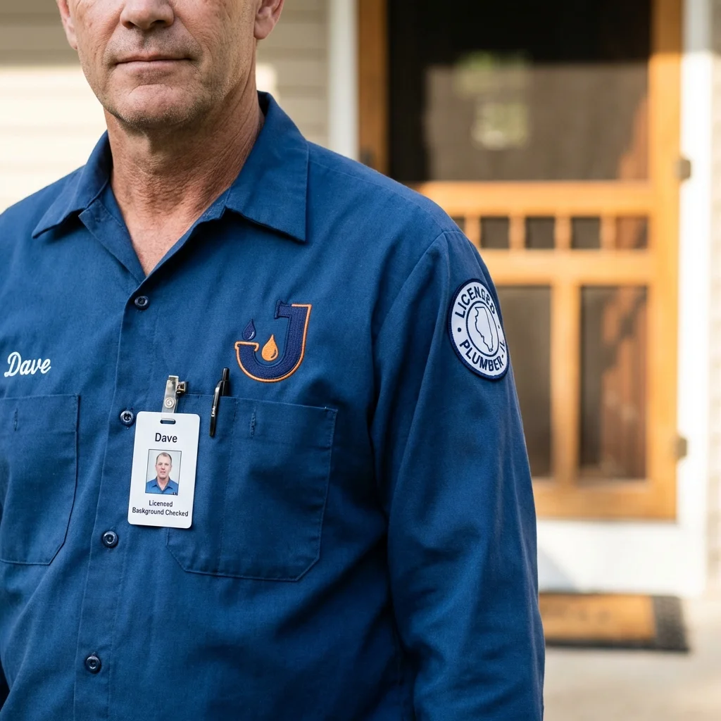Licensed plumber showing ID badge in Harveys Lake, PA