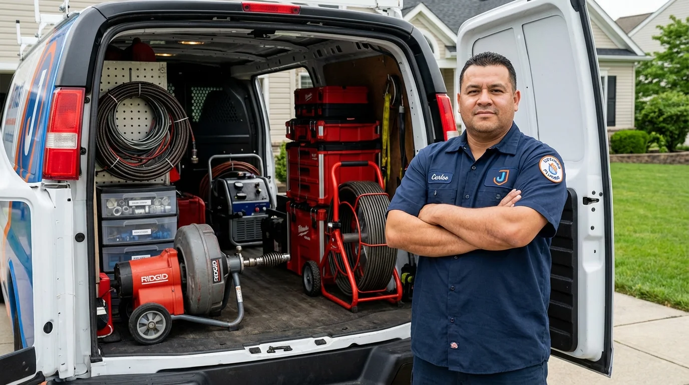Professional drain cleaning equipment and Johns Plumbing LLC plumber in Harveys Lake