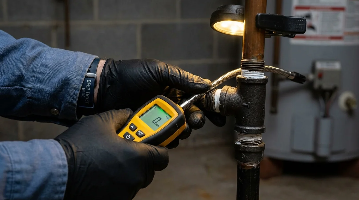 Gas leak detection with electronic sniffer by Johns Plumbing LLC in Harveys Lake