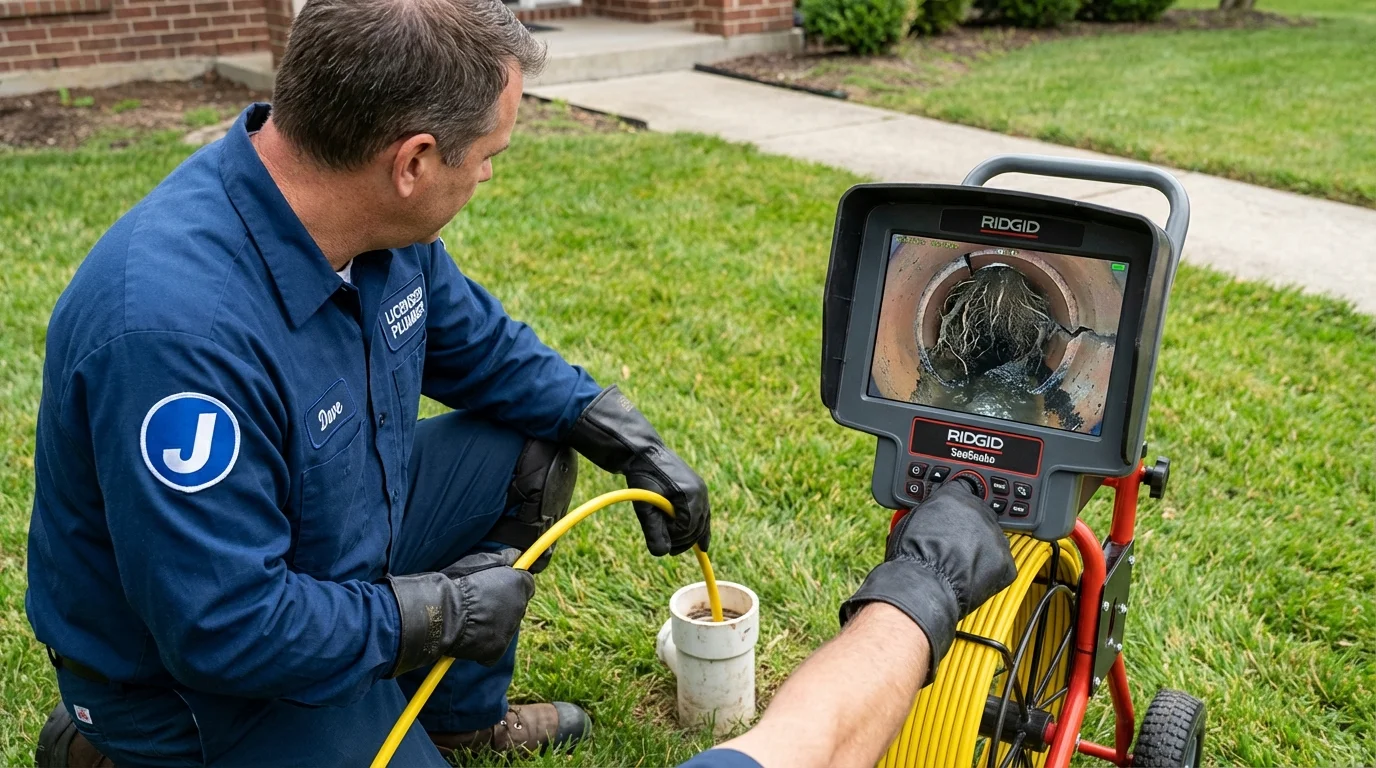 Sewer camera inspection being performed by Johns Plumbing LLC in Harveys Lake