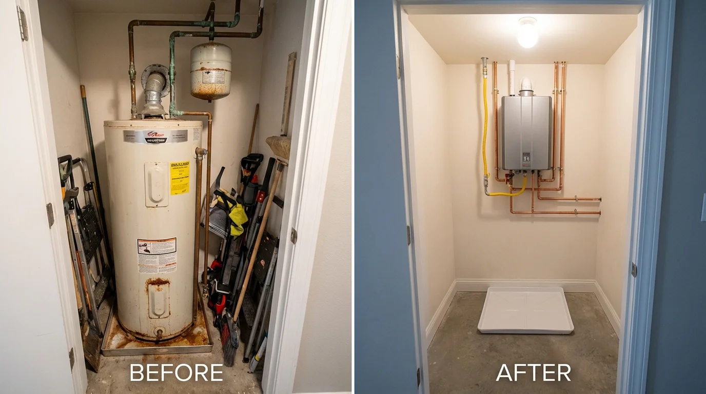 Tank water heater versus wall-mounted tankless unit comparison for Harveys Lake, PA homeowners